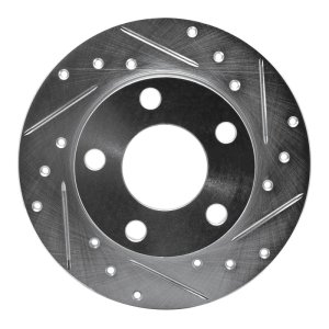 Audi 5000CS Turbo Quattro Brake Rotor (1) - Rear Right - R1 Concepts - Drilled & Slotted - Silver - `85-`00